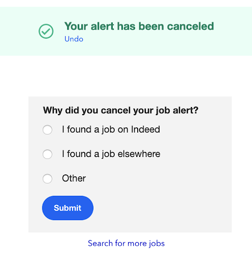 job alert cancellation survey